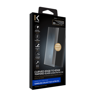 Protezione dello schermo in vetro temperato da bordo a bordo per Samsung Galaxy S22 Ultra 5G, nero