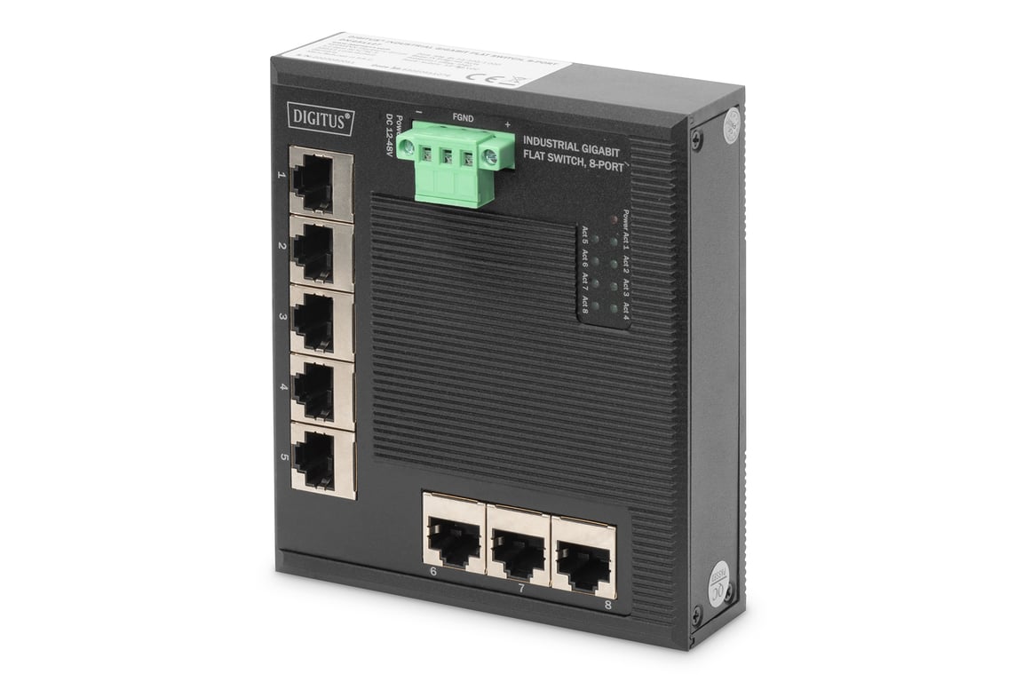 Digitus Switch réseau Gigabit Ethernet 8 ports plat industriel non administrable Neuf