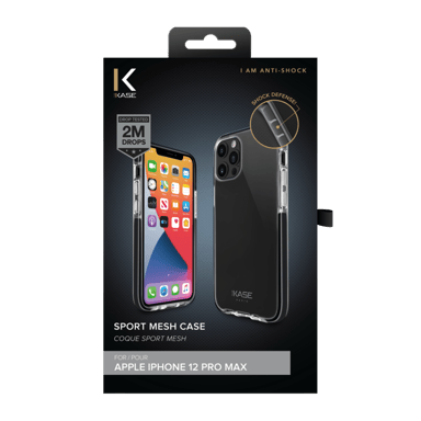 Funda trasera de malla deportiva para Apple iPhone 12 Pro Max, negro azabache