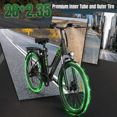 Bicicleta eléctrica urbana WITAMBIKE C26 PRO para adultos, batería de 36 V y 20 Ah - Blanca