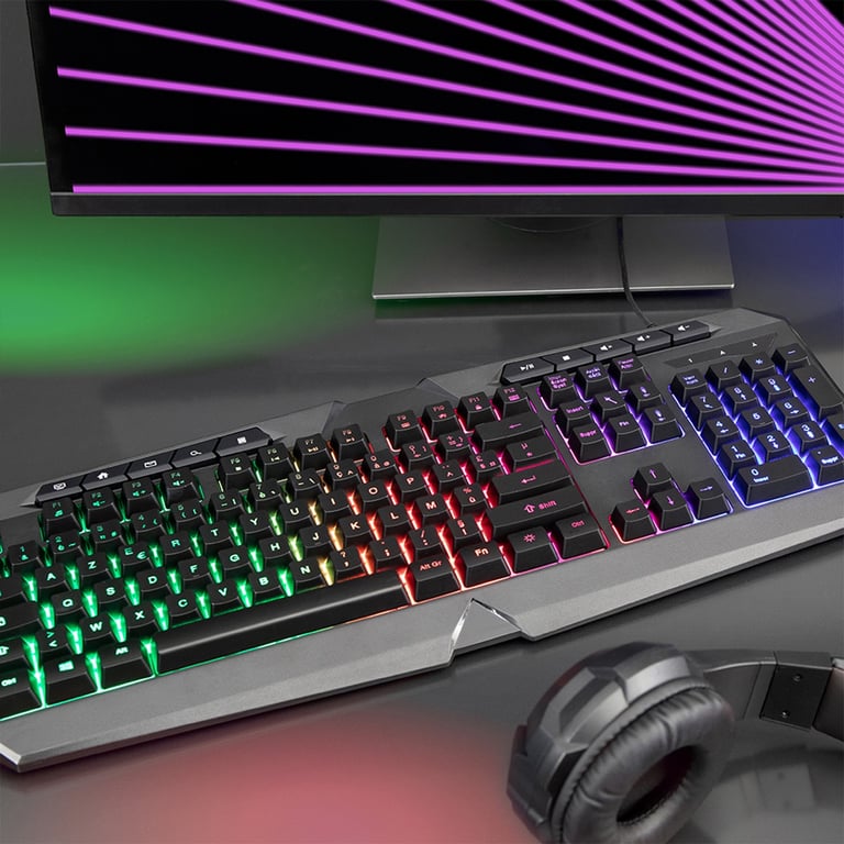 LIVOO TEA283 Clavier gamer filaire USB AZERTY Rétro éclairage LED RGB Touches multimedia Neuf - vue 2