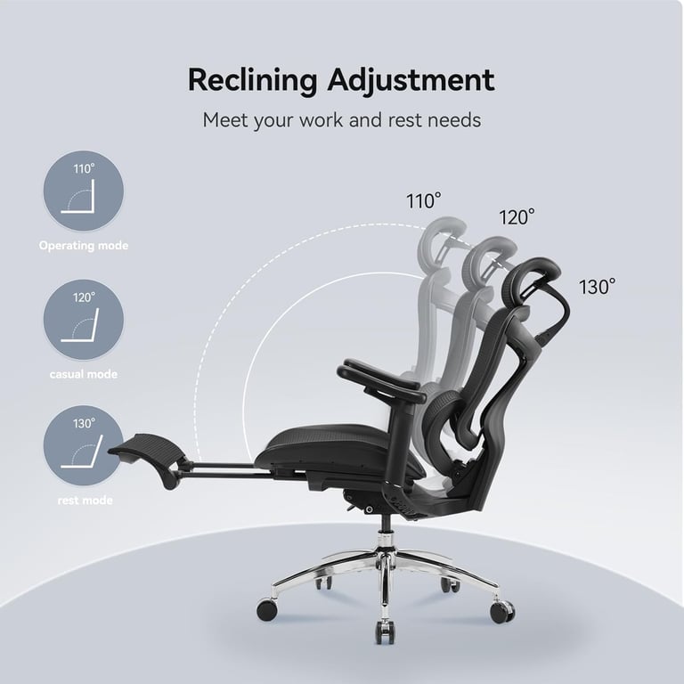 SIHOO Doro C300 Fauteuil de Bureau Ergonomique JT Accoudoirs 3D Soutien Lombaire Auto ajustable Mécanisme de Bascule Intelligent Dossier en Maille Neuf - vue 3