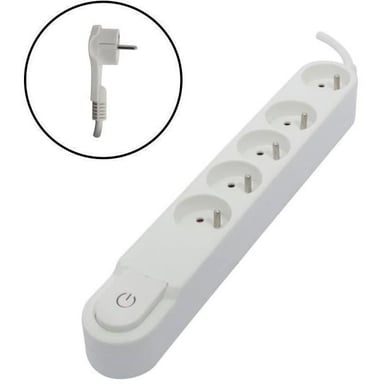 Chacon Bloc multiprise 5 prises 16 A avec interrupteur fiche plate câble 15 m HO5VV-F 3x15 mm² (Lot de 2) - vue 1