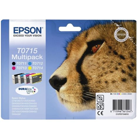 Pack de cartouches d'origine Epson T0715 Bk+C+M+Y - C13T07154020 [Ml-7.4][Pag-240] - Neuf