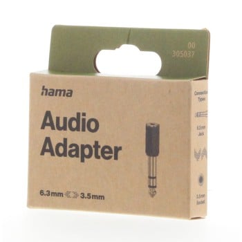 Adaptateur audio, jack femelle 3,5 mm - jack mâle 6,3 m, stéréo