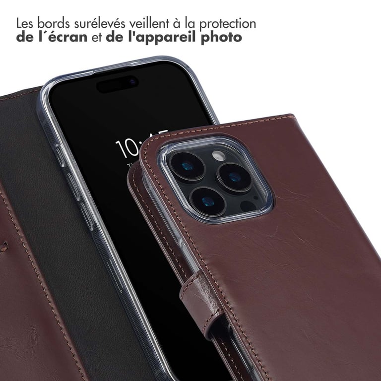 Selencia Étui de téléphone portefeuille en cuir véritable pour Apple iPhone 16 Pro Max Neuf - vue 5