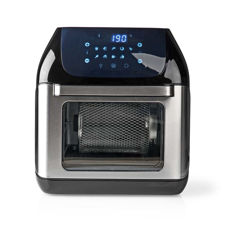 Nedis 12L Hot Air Fryer Mini Oven XXL Multifunctional 9-in-1 with Rotisserie, 9 Pre-Set Programmes, & Timer, 1500W