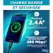 Jaym Cable de carga y sincronización de datos USB a Lightning MFI 2.4A 1M Negro