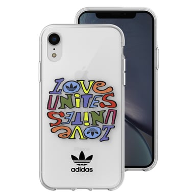 Cover in silicone per iPhone XR stampa Love Unites bordi rialzati