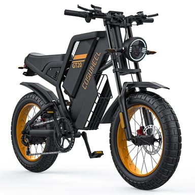 Bicicletta Elettrica COSWHEEL GT20 | Velocità Massima 45 km/h | Autonomia 80 km | Motore 1500W | Batteria 48V 25Ah | Pnei da 20 PolliciT | Nero