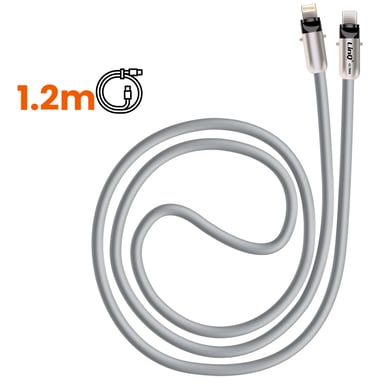 Tour de Cou 2 en 1 avec Câble USB-C vers Lightning Longueur 1.2m Gris