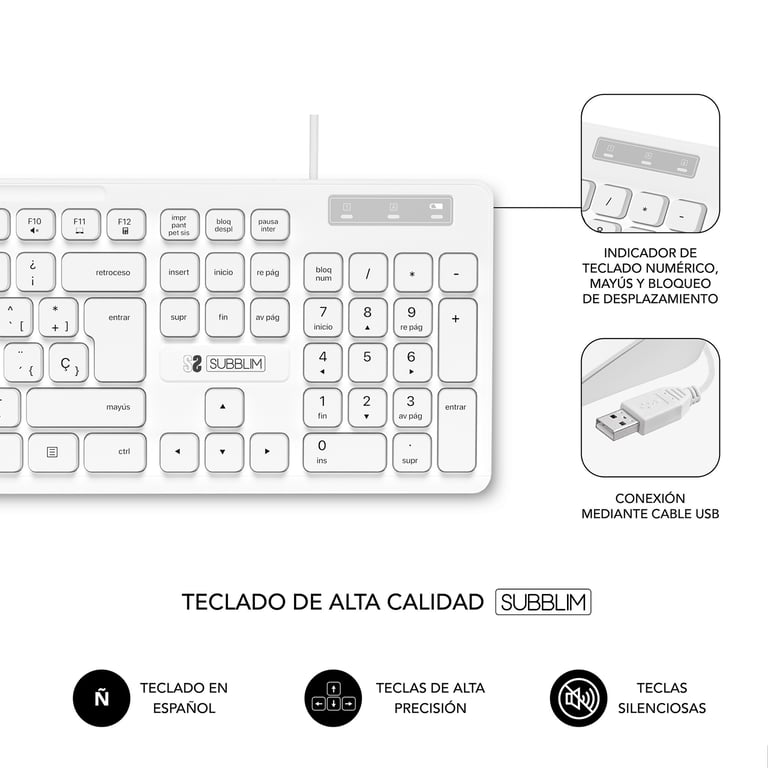 Clavier Universel SUBBLIM SUBKBC-CSSK02 – Combo avec Souris, QWERTY, Sans Fil - vue 8