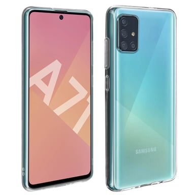 Coque Samsung Galaxy A71 Silicone Souple et Film Verre Trempé 9H Transparent