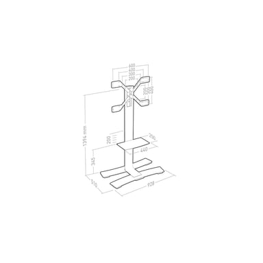 Support TV Erard 039051 190,5 cm (75'') Réglable en Hauteur avec Tablette en Verre Trempé et Roulettes