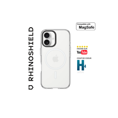 RhinoShield Funda Clear con Botón de control de cámara Compatible con MagSafe para [iPhone 16]   Magnetismo superior, resistencia al amarillamiento, Protección reforzada – Anillo de cámara Negro