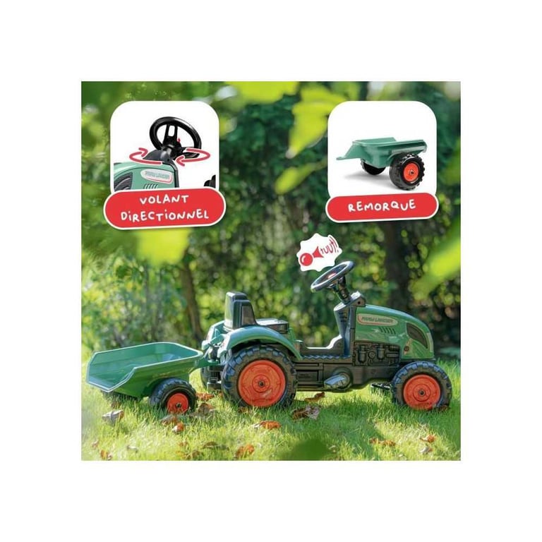 Tracteur à pédales Farm Lander FALK Avec remorque Fabriqué en France Contient au moins 50% de plastique recyclé Dès - vue 4