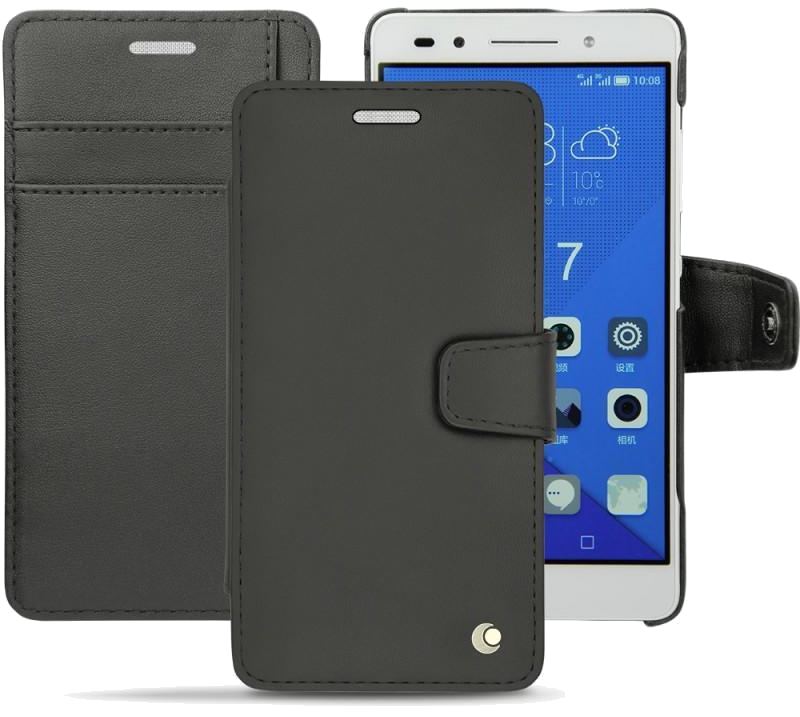 Housse cuir Huawei Honor 7 - Rabat horizontal portefeuilleNoir