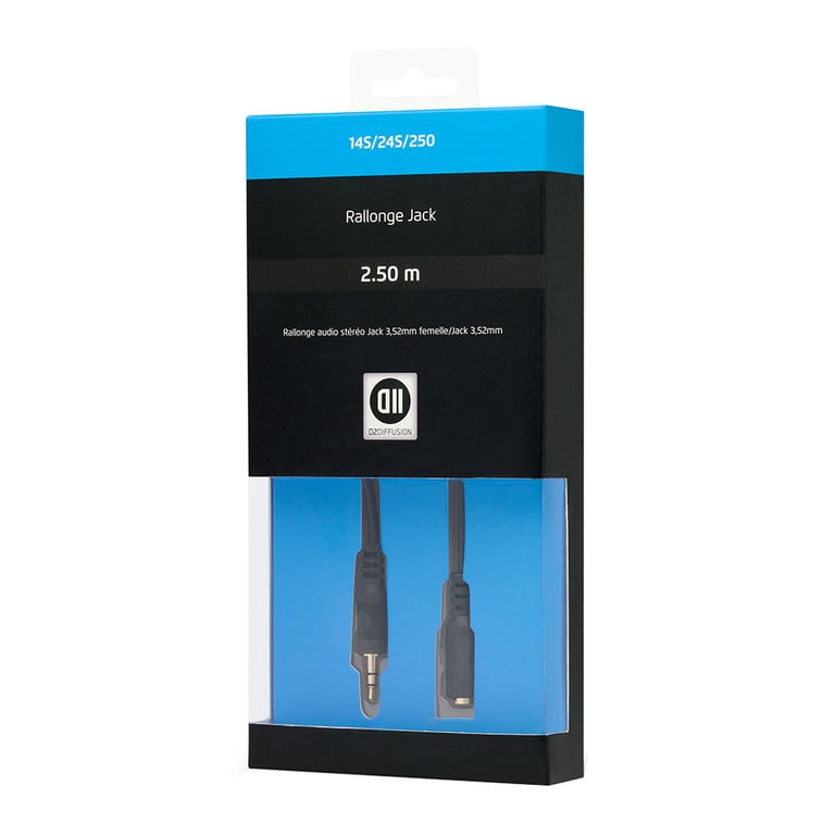 Câble Jack 3,5 mm mâle/femelle 2.50 Fiches Or - Neuf