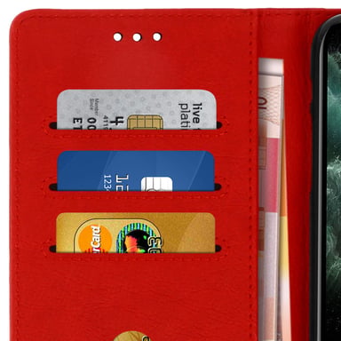 Étui pour iPhone 11 Pro Max Housse Intégrale Porte-carte Fonction Support Rouge