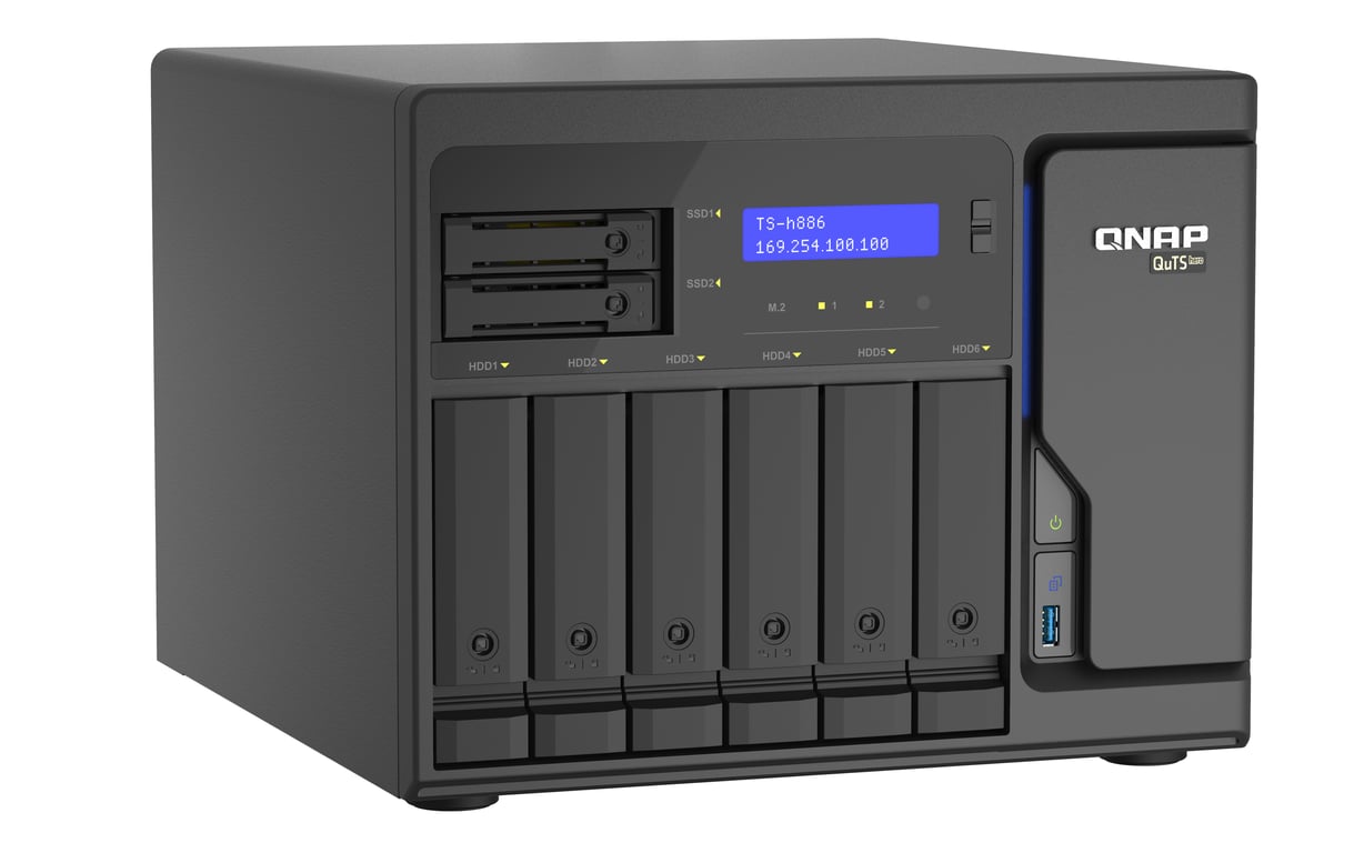 QNAP TS h886 NAS Tower Intel® Xeon® D D 1602 8 Go DDR4 0 To QuTS hero Neuf - vue 3
