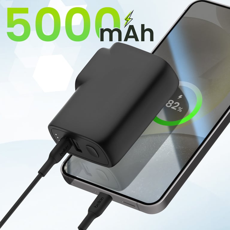 Belkin chargeur secteur USB C et USB A avec Batterie externe 5K intégré - vue 3