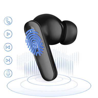 Swissten Auriculares TWS à Reducción de ruido + 35h de duración de la batería Negro