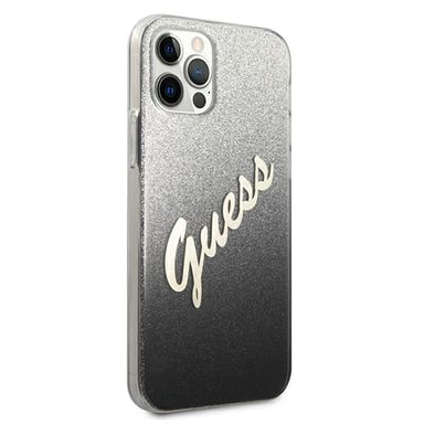 Custodia Guess per iPhone 12 Pro Max 6,7'' nero Glitter Gradient Script