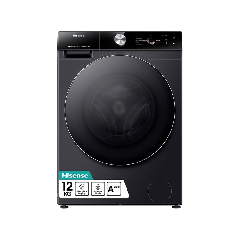 Hisense WF7S1247BB machine à laver Charge avant 12 kg 1400 tr/min Noir - Neuf