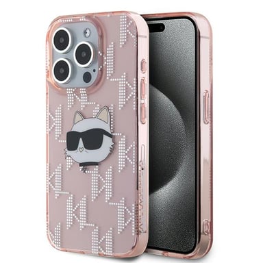 Custodia Karl Lagerfeld per iPhone 15 Pro Max 6.7'' rosa Custodia rigida IML Choupette Head & Monogram