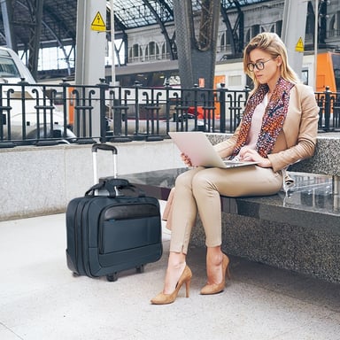 Borsa a rotelle per PC da 14-17'' Blu Navy, ideale per i viaggi d'affari