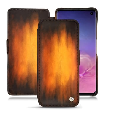 Housse cuir Samsung Galaxy S10 -  - Fauve Patine - Cuir patine