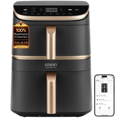 Cosori Turbo Tower Pro Smart Unique 10,8 L Autonome 2630 W Friteuse d'air chaud Noir, Or