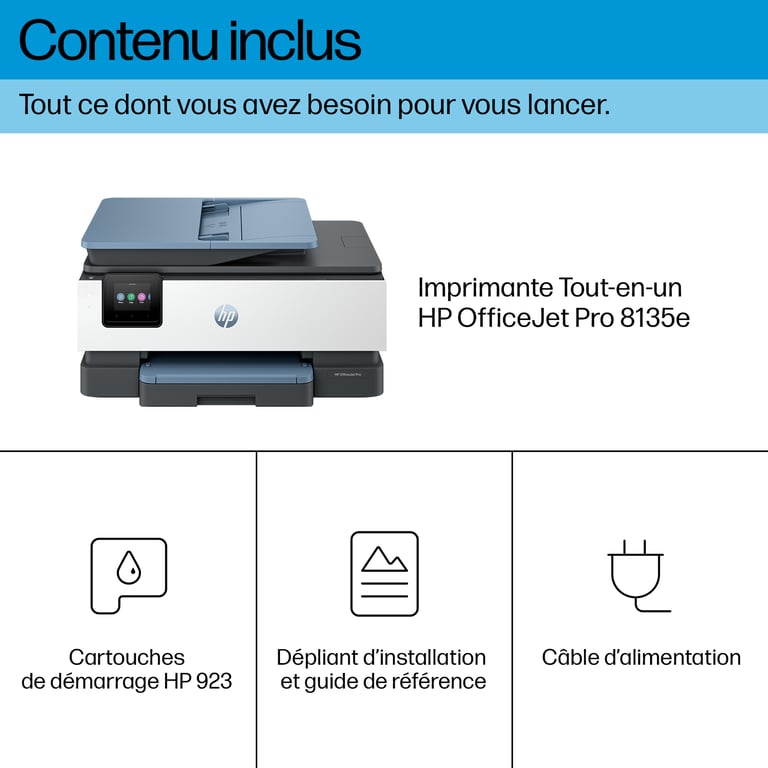 HP OfficeJet Pro 8135e Sans fil All-in-One Couleur Imprimante, Instant Ink; Impression recto-verso - Neuf