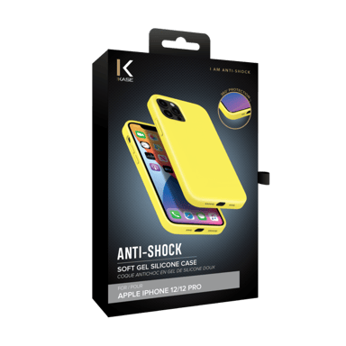 Carcasa de gel de silicona suave a prueba de golpes para Apple iPhone 12/12 Pro, amarillo limonada