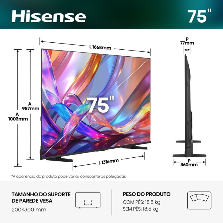 TV Hisense QLED 75E7S 189 cm 2026 - vue 7