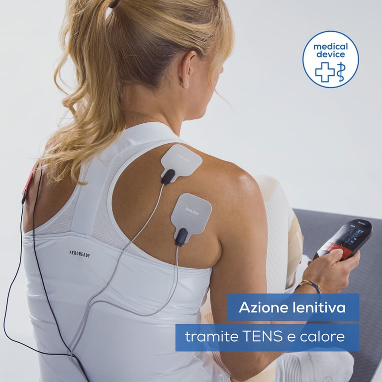 Beurer EM 59 Appareil numérique TENSEMS stimulation électrique 4 en 1 pour la thérapie de la douleur la stimulation musculaire le massage et la thermothérapie avec 4 électrodes et batterie - vue 3