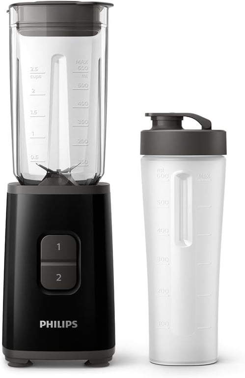 PHILIPS Mini Blender 350?W - 2 vitesses, 0,6?L, verre et portable 