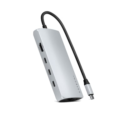 Satechi ST-P8KES base para portátil y replicador de puertos Alámbrico USB 3.2 Gen 1 (3.1 Gen 1) Type-C Plata