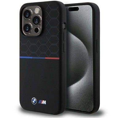 Funda BMW para iPhone 15 Pro 6.1'' negro funda dura M Silicone Pattern MagSafe