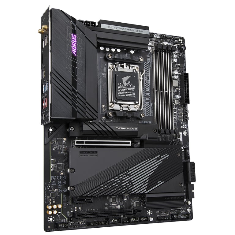 GIGABYTE B650 AORUS PRO AX Carte mère Compatible avec les processeurs AMD Ryzen 9000 VRM numérique 16+2+1 phases jusqu'à 8000 MHz DDR5 OC 1xPCIe 5.0 + 2xPCIe 4.0 .2 Wi Fi 6E LAN 2.5GbE USB 3.2 Gen 2x2 Neuf - vue 2