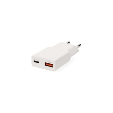 Chargeur mural NEDIS WCHA20WT 20W GaN PD3.0 1xUSB-C+1xUSB-A Blanc