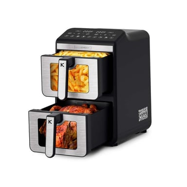 Kitchencook - Double Friteuse à Air Verticale 11l - 7 Programmes - Minuterie Numérique - Thermostat Réglable - 2400w