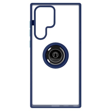Funda para Samsung Galaxy S22 Ultra Bi-material Anillo Metálico Soporte de Video Azul