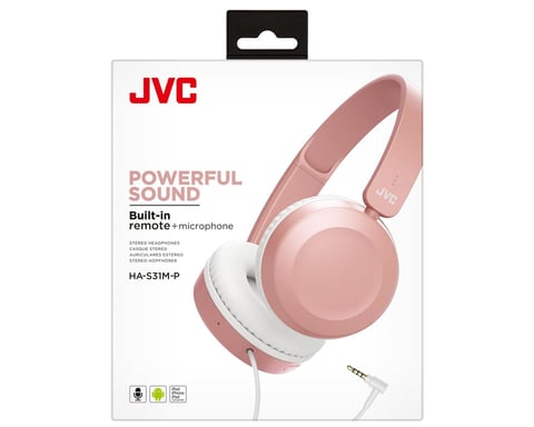 JVC HA-S31M-P Cuffie cablate ad archetto per chiamate/musica Rosa