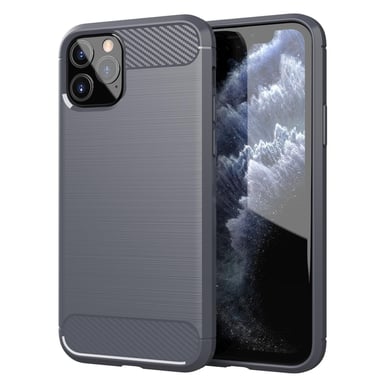 Coque pour Apple iPhone 11 PRO en BRUSHED GRIS Housse de protection Étui en silicone TPU flexible, aspect inox et fibre de carbone