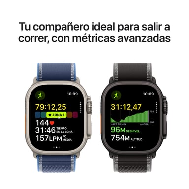 Watch Ultra 3 (2025) GPS + Cellular Boitier de 49mm en Titane Naturel avec Boucle Alpine, Bleu - M