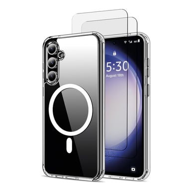 EVETANE Funda Samsung Galaxy S23 fe Magnética Compatible Magsafe + 2 Cristales Protector de Pantalla Antichocs