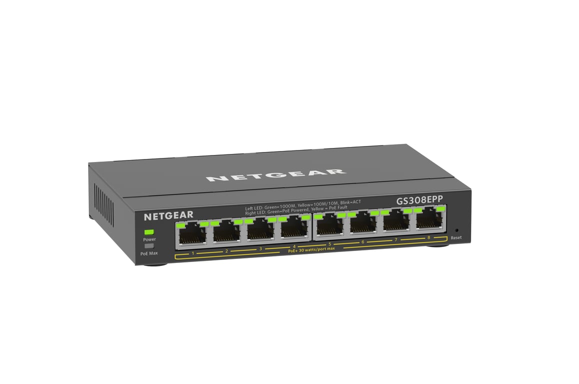 NETGEAR GS308EPP Géré L2L3 Gigabit Ethernet 101001000 Connexion Ethernet supportant 'alimentation via ce port PoE Neuf - vue 3