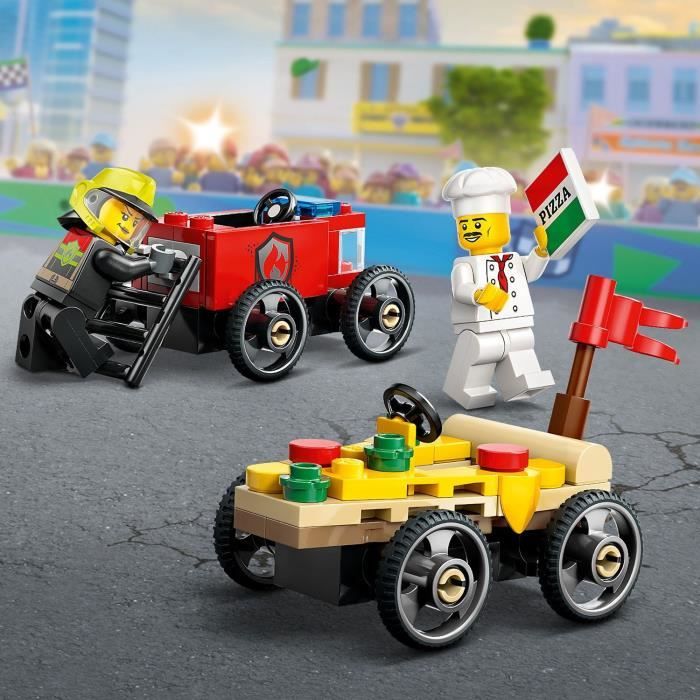 Lego City Pack De Bolide De Course: Camion De Pizza Contre Camion De Pompiers 60458 Lego La Boite - vue 3