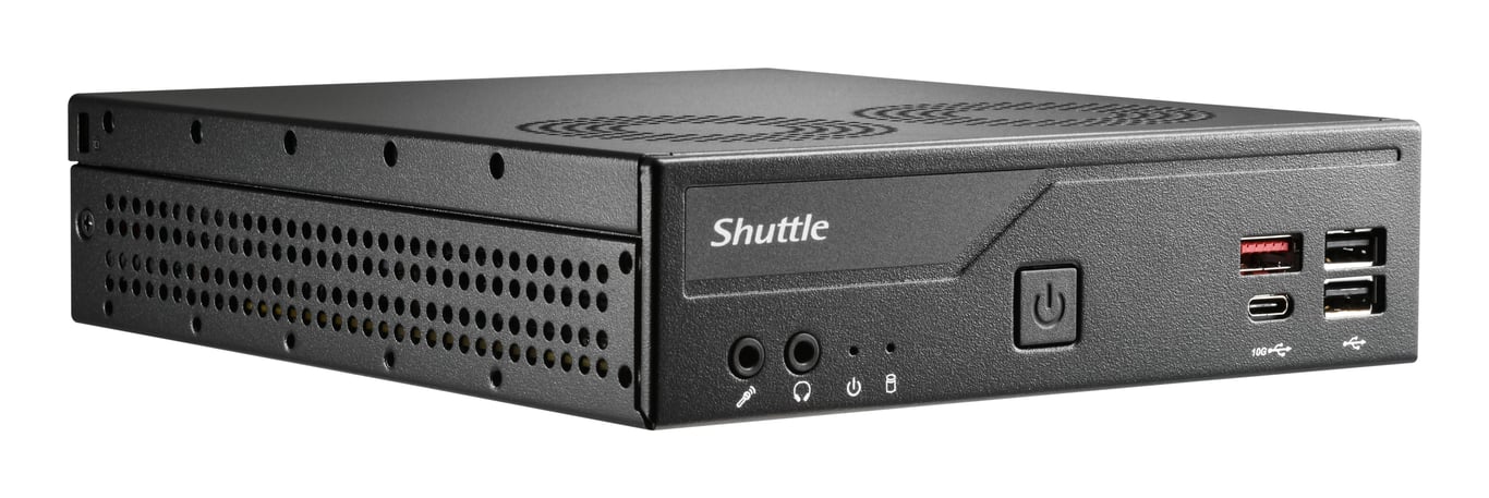 Shuttle Slim PC DH810 S1851 1x HDMI 2.1 1x DP 1x USB C DP 1x 2.5 2x .2 2x LAN Intel 1G + 2.5G 2x COM fonctionnement permanent 247 attaches VESA Neuf - vue 3